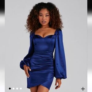 Windsor Lavish Satin Sweetheart Wrap Dress Small